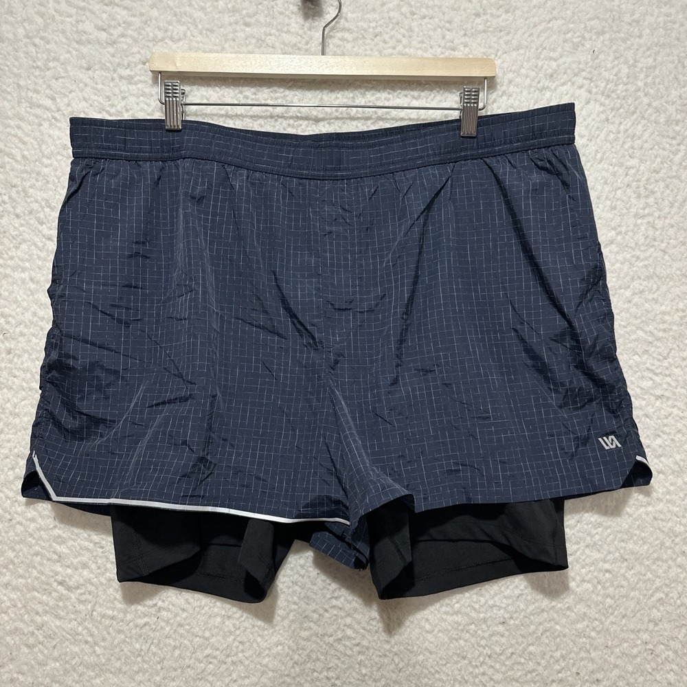 VRST Elevated Hybrid Running Shorts Men's Size 2XL Navy Blue Black Hidden Pocket